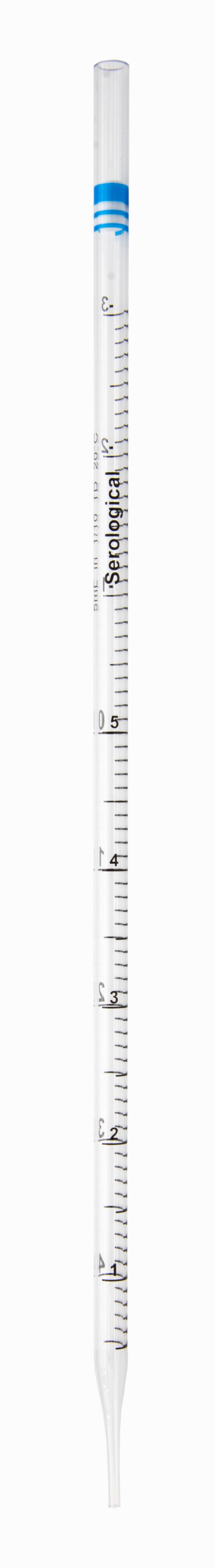Pipette Serological, 5ml Capacity by 0.1ml, Plastic, Sterile, Color Coded.