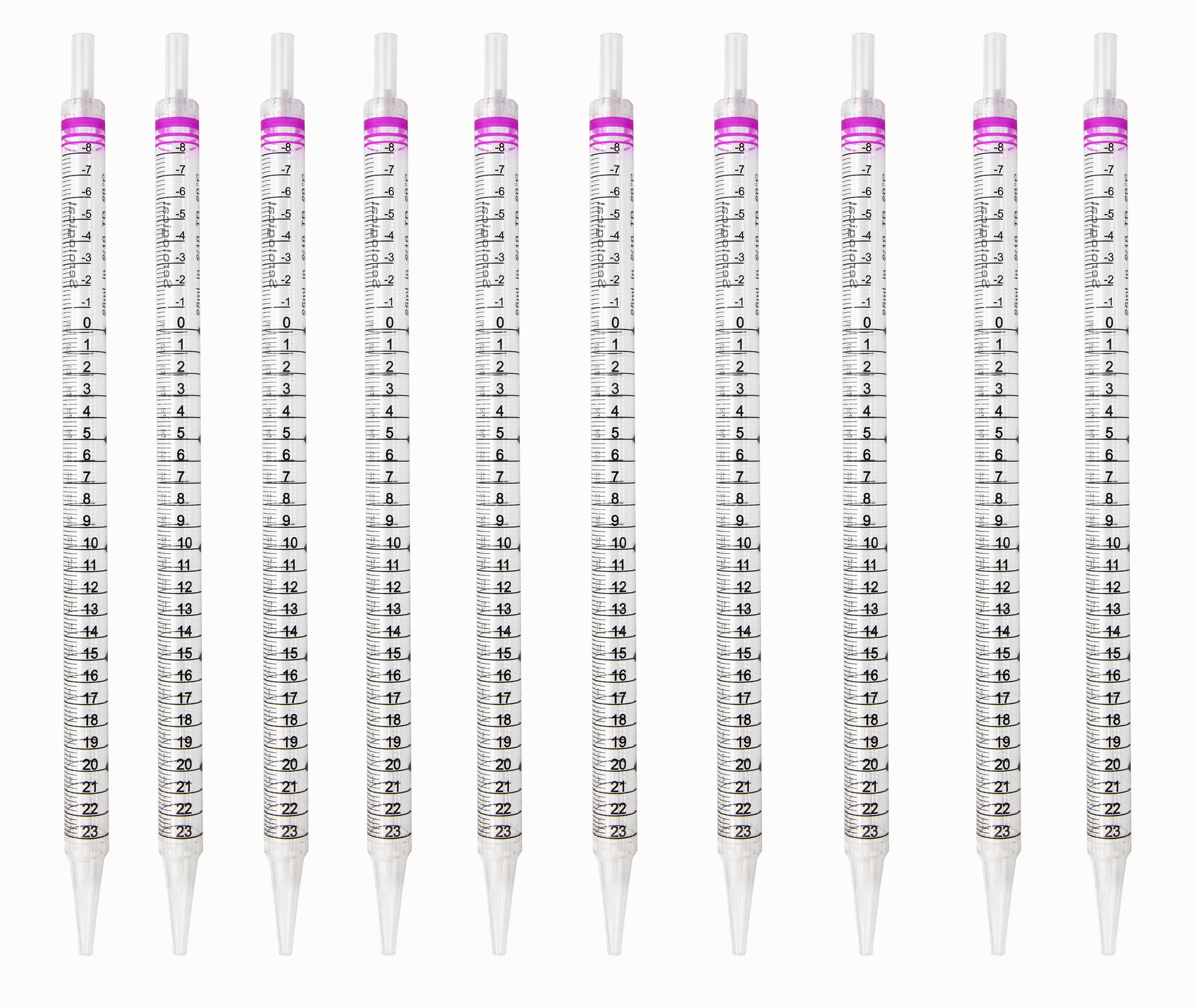 Pipette Serological, 25ml Capacity by 0.2ml, Plastic, Sterile, Color Coded. Pack of 10.