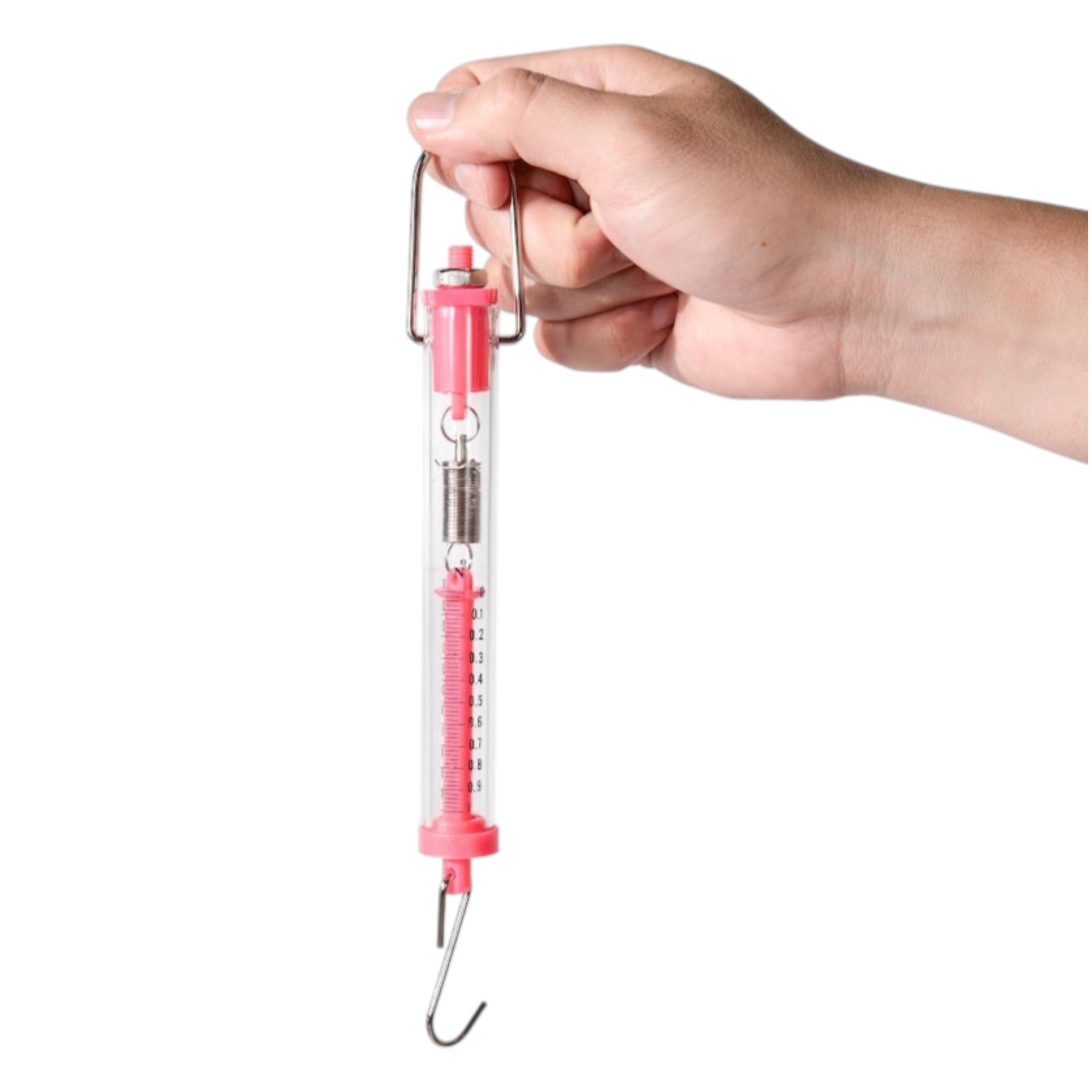 Scale, Spring – Tubular Plastic, 100g/1N Capacity – Lightweight Mechanical Hanging Scale for Science and Classroom Use