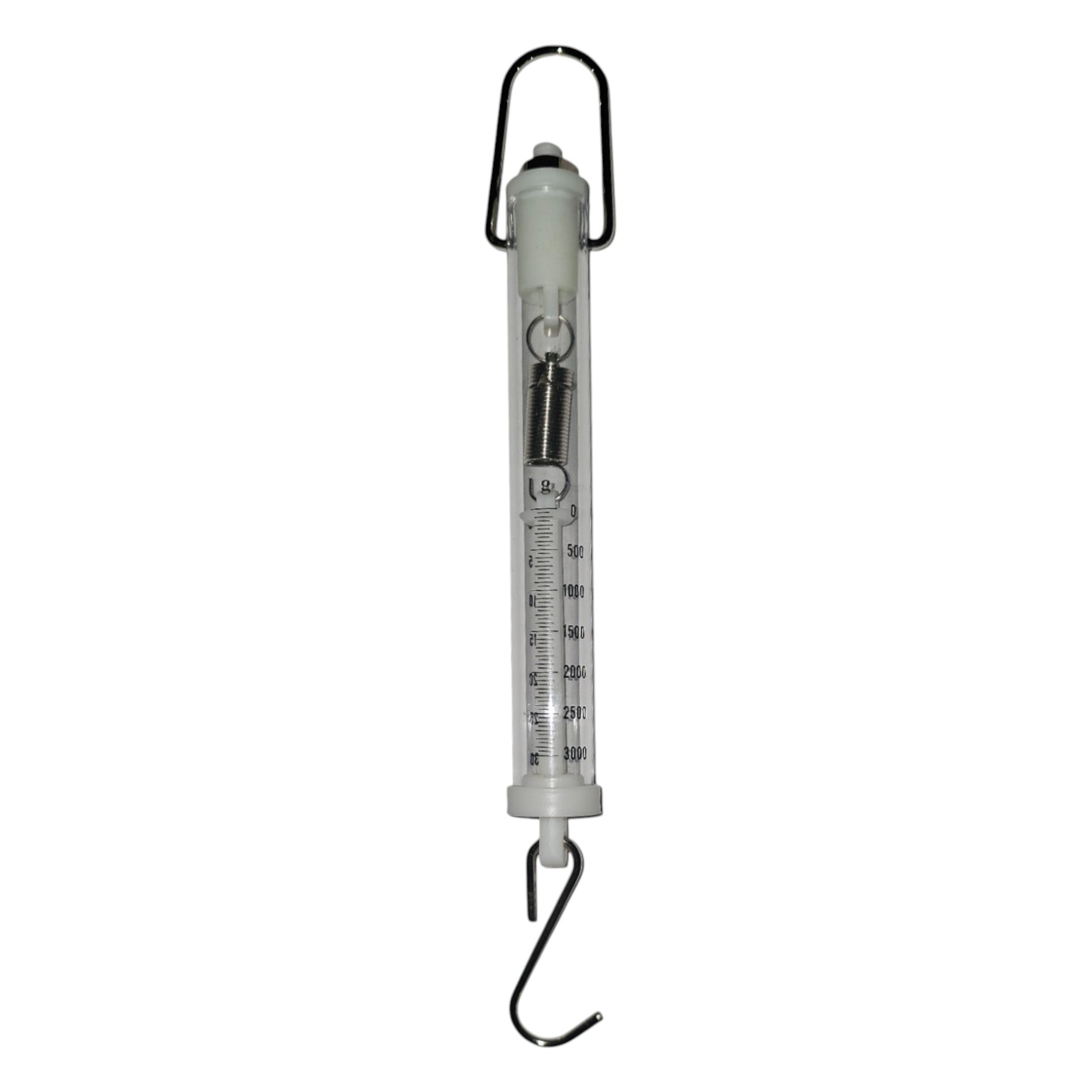 Scale, Spring– Tubular Plastic, 3000g/30N Capacity – Extra-Heavy Duty Mechanical Hanging Scale for Physics, Engineering, and STEM Education