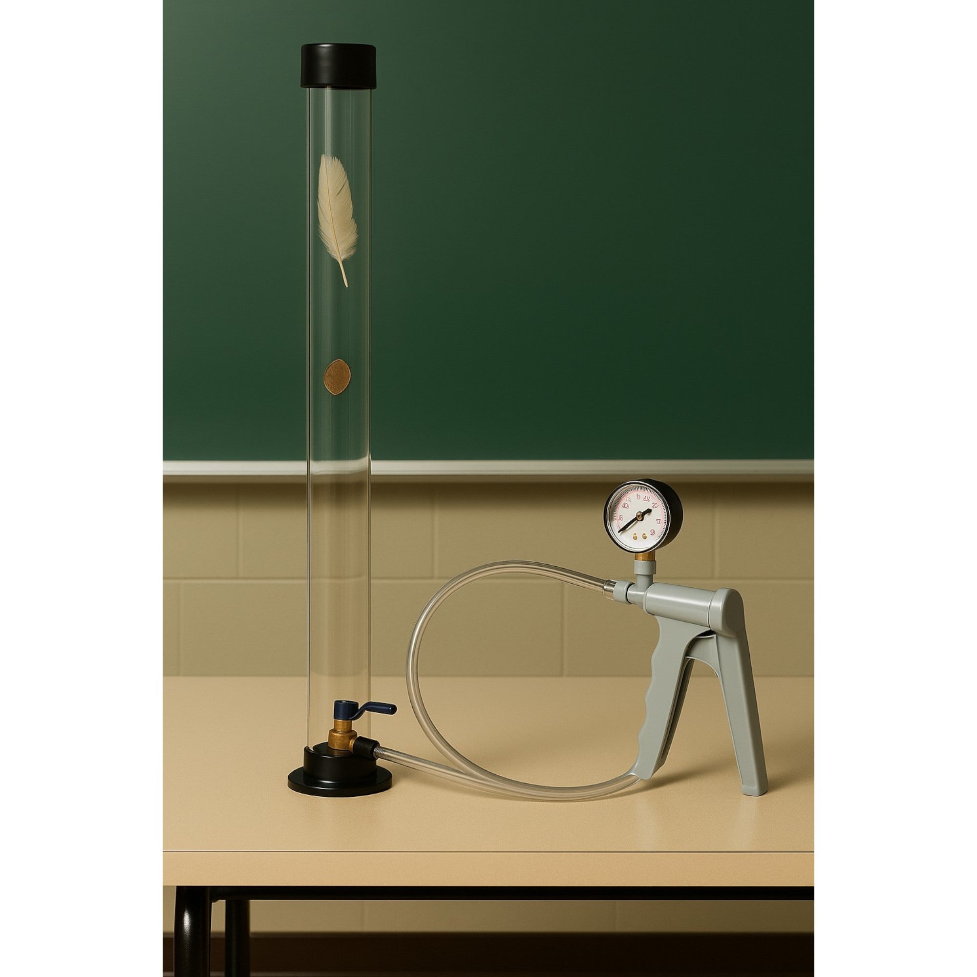 Coin and Feather Experiment with Vacuum Pump – Physics Science Kit for Gravity, Air Pressure, Newton’s Laws – STEM Classroom, Homeschool, Science Lab Equipment
