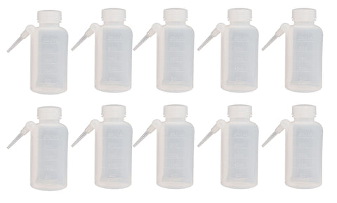 Wash Bottle, Graduated, Polyethylene, 250ml capacity.  Pack of 10.