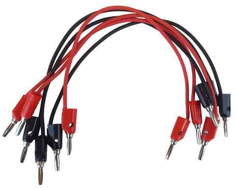 GSC International 160455 Connector Cords, 12 in., Banana Ends, 3 Red and 3 Black Cords