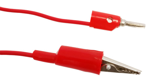GSC International 160458-R-12-CS Connector Cords, 12 in., Banana End, Alligator End, Case of 120 Red Cords