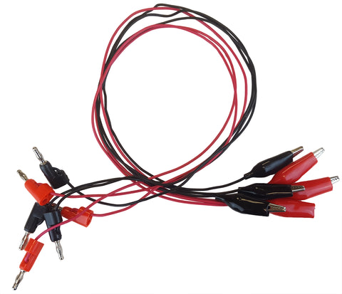 GSC International 160459 Connector Cords, 24 in., Banana End, Alligator End, 3 Red and 3 Black Cords