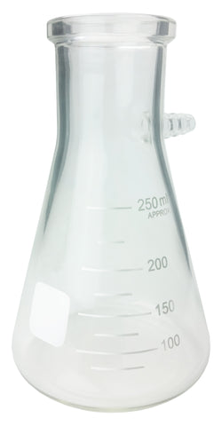 GSC International Filtering Flask, 250 ml capacity with graduations and marking spot.  Borosilicate Glass. Case 48.