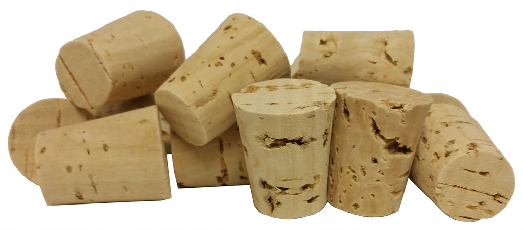 10PK Cork Stoppers, Size #10-20mm Bottom, 25mm Top, 31mm Length - Tapered  Shape, Natural Bark Material - Great for Household & Laboratory Use - Eisco