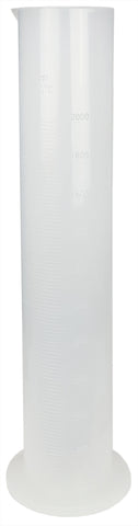 Cylinder, 2000ml Capacity, Polypropylene, Graduated, with Hex Base.