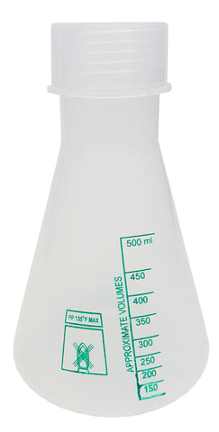 GSC International EFPP500 Polypropylene Erlenmeyer Flask with Cap, 500ml