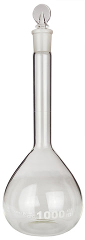 Volumetric Flask with Ground Glass Stopper, 1000ml Capacity. Case of 20.