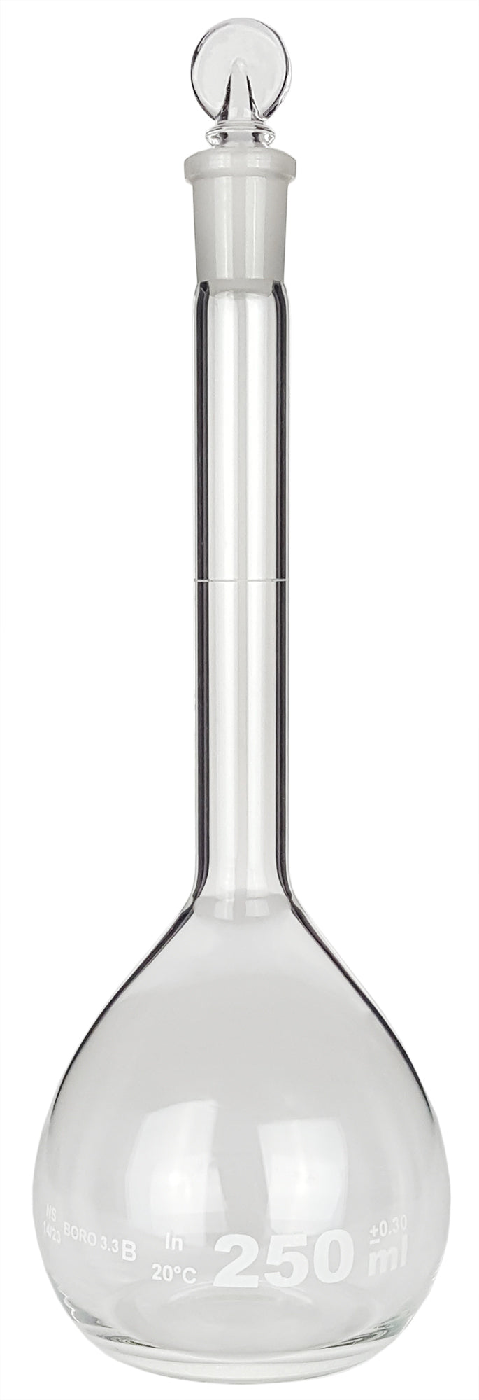 Flask, Volumetric with Ground Glass Stopper, 250ml Capacity