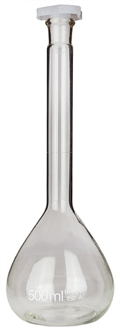 Volumetric Flask with Plastic Stopper, 500ml Capacity by Go Science Crazy