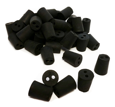 Rubber Stoppers, Size 2, 2-Hole. Case of 10-Pound.