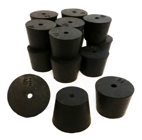 Rubber Stoppers, Size 6.5, 1-Hole. Case of 10-Pound.