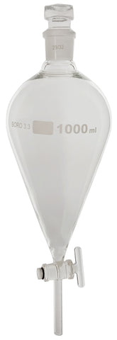 GSC International SFGS1000-12 Separatory Funnel with Glass Stopcock, 1000ml, Case of 12