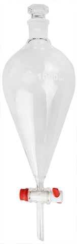 GSC International SFPTFE1000 Separatory Funnel with PTFE Stopcock, 1000ml Capacity