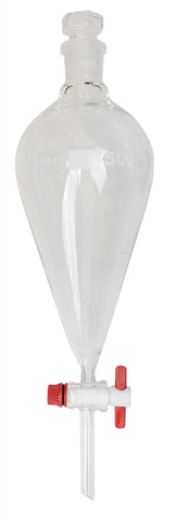 GSC International SFPTFE500-12 Separatory Funnel with PTFE Stopcock, 500ml Capacity.  Pack of 12.