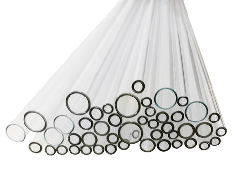 Flint Glass Tubing, Assorted Diameters, 24 inches length.